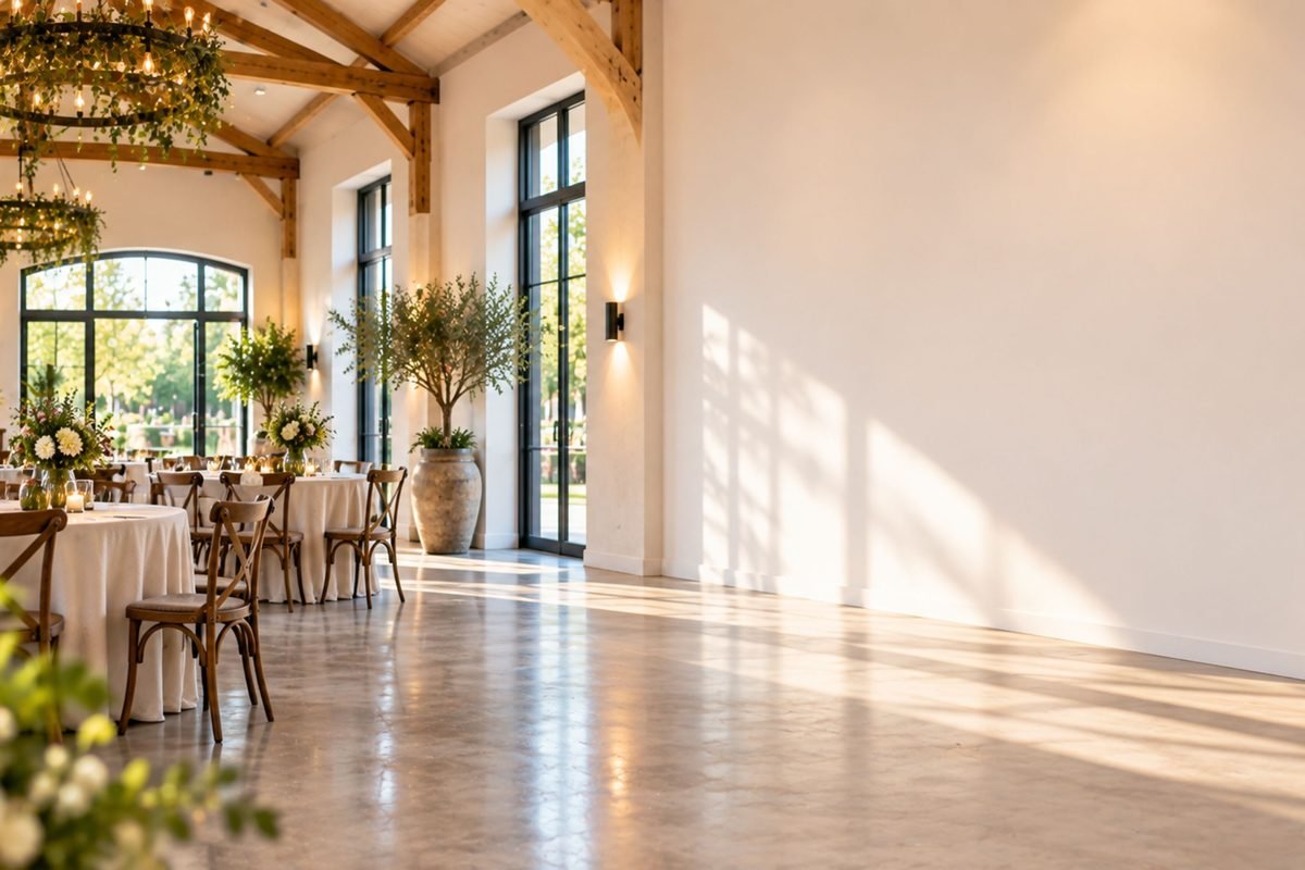 Lichte zaal met een grote lege wand vol daglicht